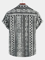 Men's Casual Boho Button Up Short Sleeve Shirt