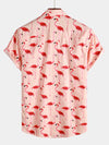 Men's Pink Flamingo Print Short Sleeve Hawaiian Shirt