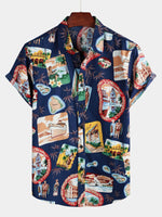 Men's Casual Hawaiian Beach Vacation Short Sleeve Shirt