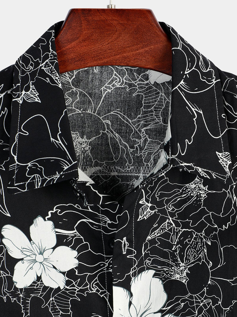 Men's Floral Printed Holiday Breathable Short Sleeve Shirt