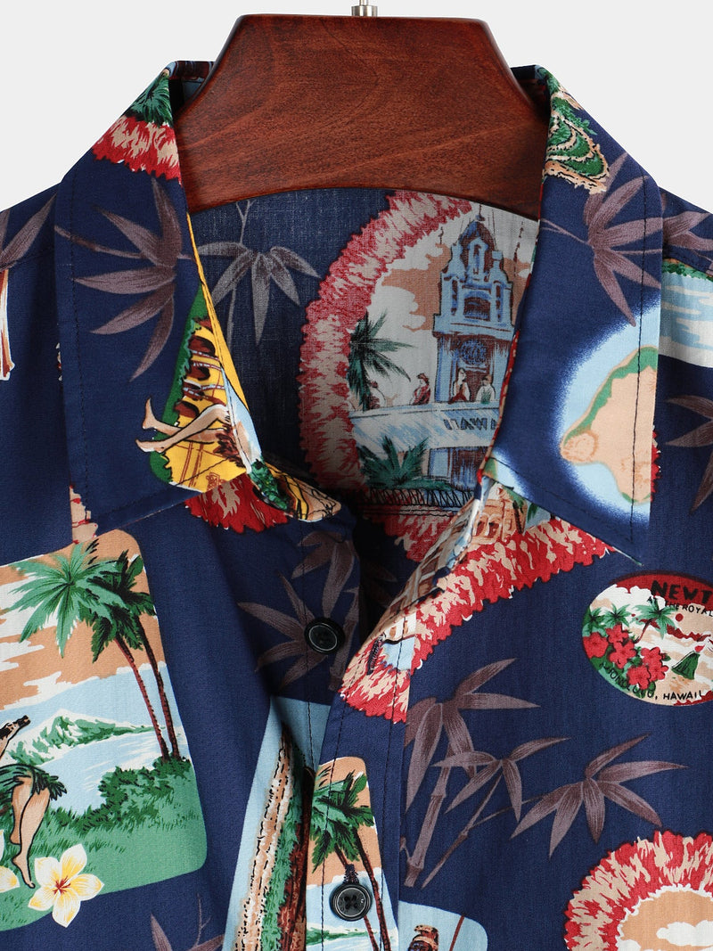 Men's Casual Hawaiian Beach Vacation Short Sleeve Shirt