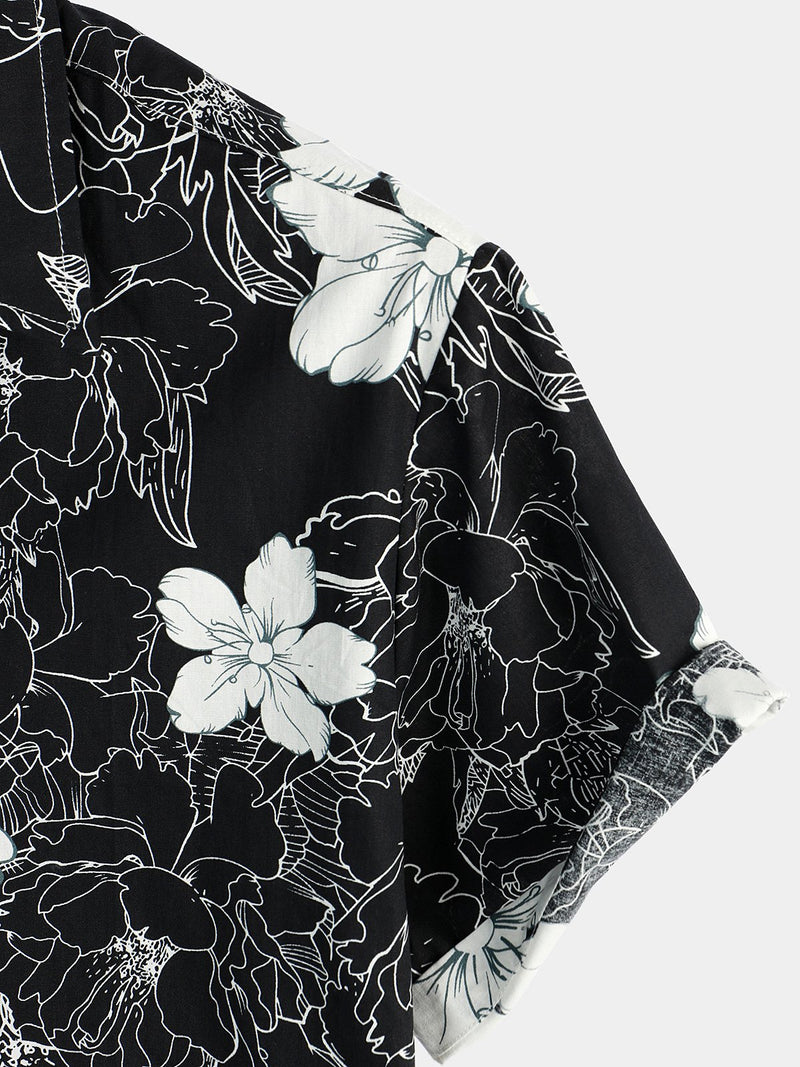 Men's Floral Printed Holiday Breathable Short Sleeve Shirt