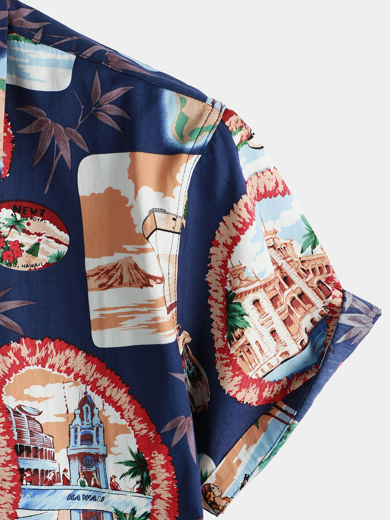 Men's Casual Hawaiian Beach Vacation Short Sleeve Shirt