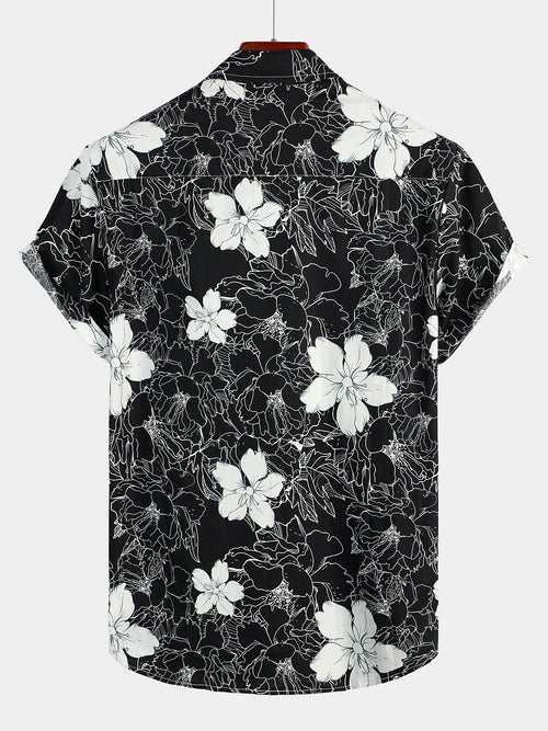 Men's Floral Printed Holiday Breathable Short Sleeve Shirt