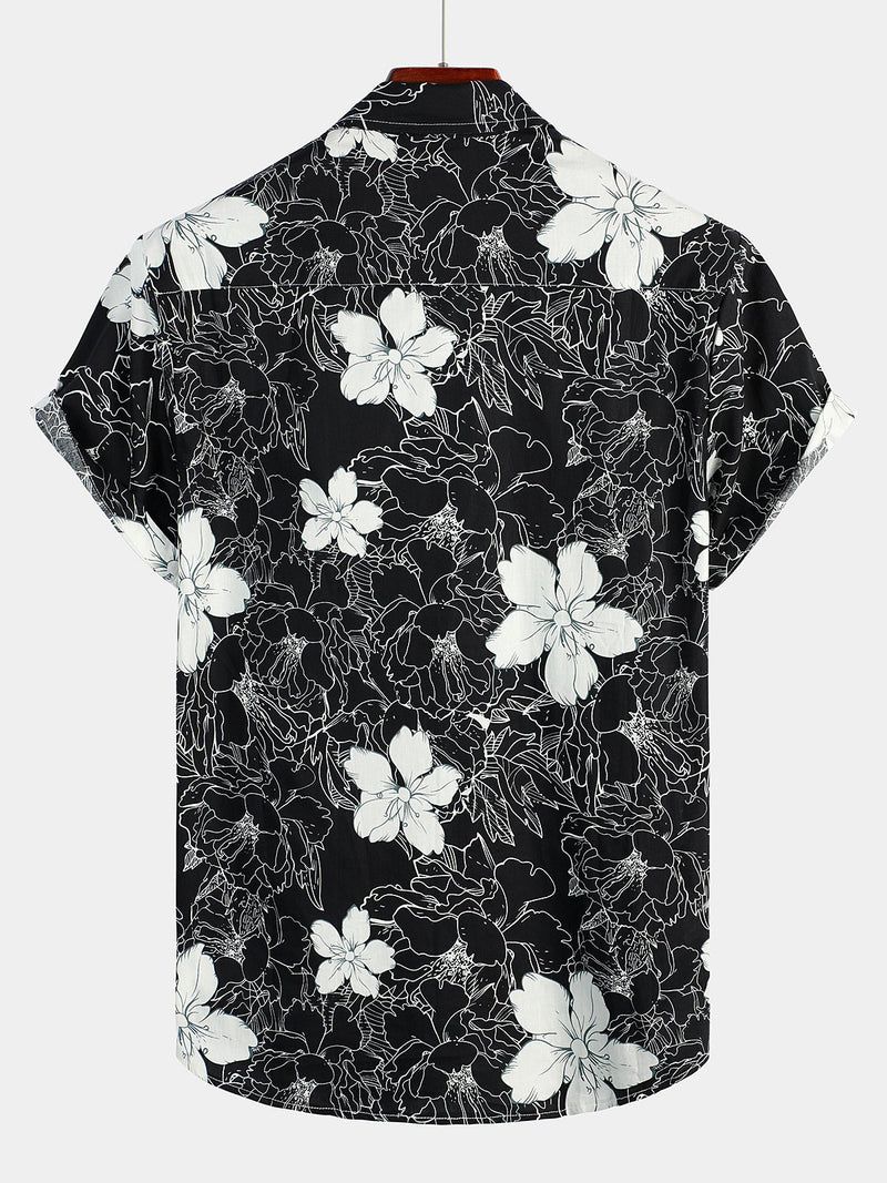 Men's Floral Printed Holiday Breathable Short Sleeve Shirt