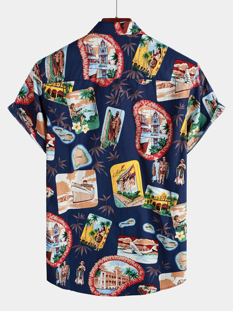 Men's Casual Hawaiian Beach Vacation Short Sleeve Shirt