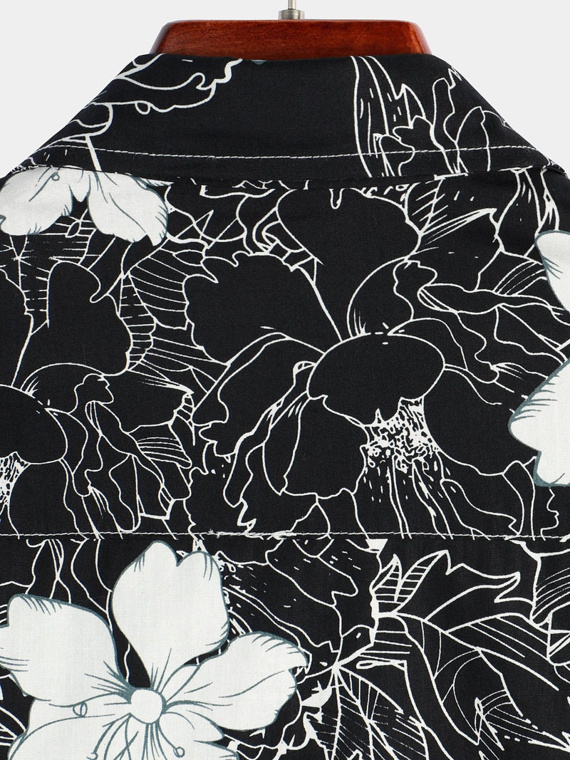 Men's Floral Printed Holiday Breathable Short Sleeve Shirt