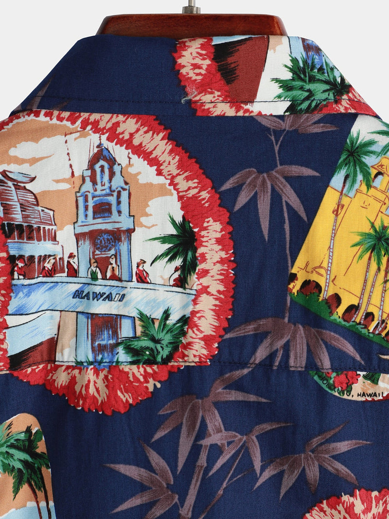 Men's Casual Hawaiian Beach Vacation Short Sleeve Shirt
