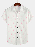 Bundle Of 2 | Men's Pink Flamingo Print Short Sleeve Button Up Shirts