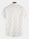 Bundle Of 2 | Men's Pink Flamingo Print Short Sleeve Button Up Shirts