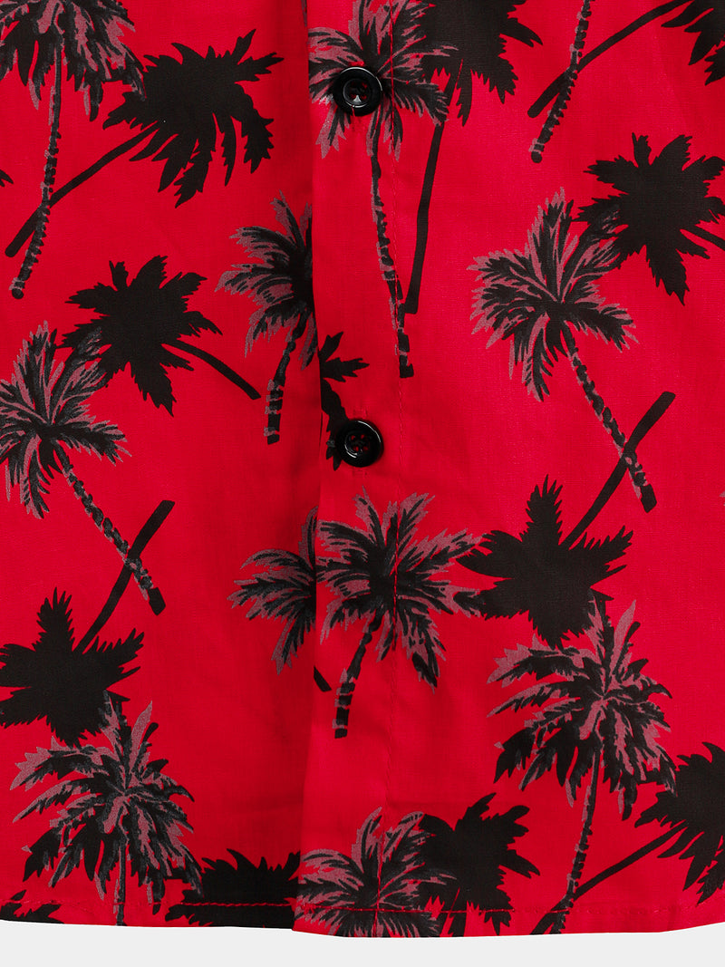 Men's Summer Tropical Coconut Tree Print Short Sleeve Shirt