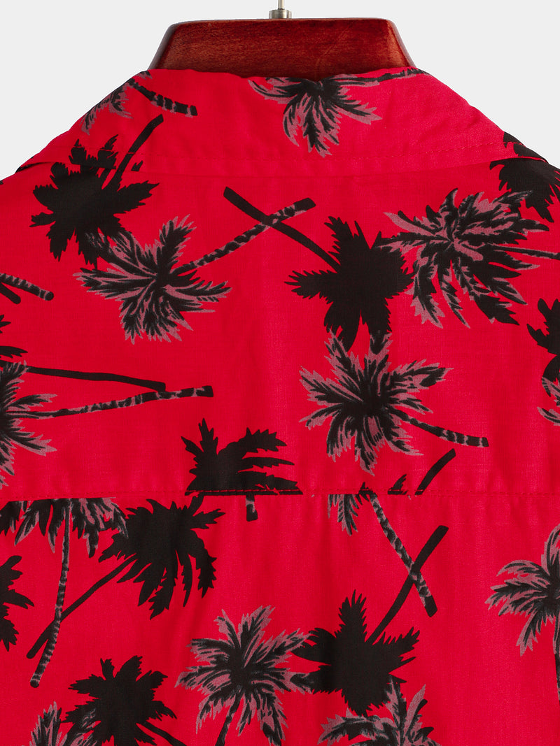 Men's Summer Tropical Coconut Tree Print Short Sleeve Shirt