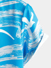 Men's Blue Waves Ocean Print Summer Party Button Hawaiian Holiday Short Sleeve Shirt