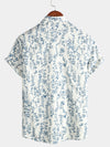 Men's Cotton Floral Button Up Summer Short Sleeve Shirt