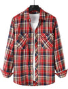Men's Flannel Double Pocket Checkered Button Up Long Sleeve Casual Plaid Shirt
