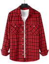 Men's Plaid Double Pocket Button Up Lapel Long Sleeve Flannel Shirt