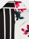 Men's Striped & Red Floral Print Summer Short Sleeve Shirt
