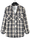 Men's Flannel Double Pocket Checkered Button Up Long Sleeve Casual Plaid Shirt