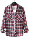 Men's Plaid Double Pocket Button Up Lapel Long Sleeve Flannel Shirt