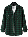 Men's Casual Plaid Double Pocket Flannel Checkered Button Up Long Sleeve Shirt