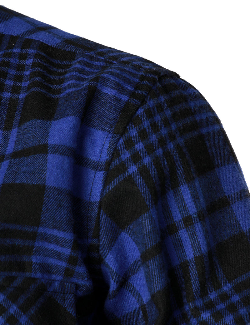 Men's Casual Plaid Double Pocket Flannel Checkered Button Up Long Sleeve Shirt