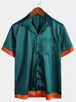 Men's Casual Embroidered Cool Beach Button Up Summer Short Sleeve Shirt