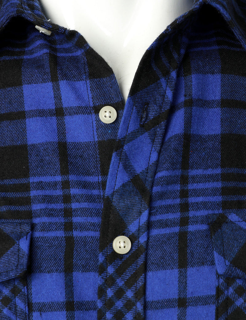 Men's Casual Plaid Double Pocket Flannel Checkered Button Up Long Sleeve Shirt