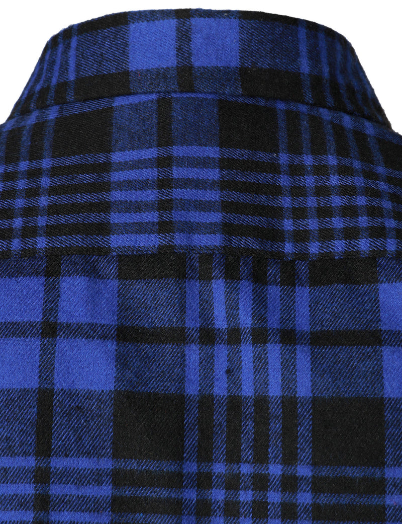 Men's Casual Plaid Double Pocket Flannel Checkered Button Up Long Sleeve Shirt