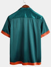 Men's Casual Embroidered Cool Beach Button Up Summer Short Sleeve Shirt