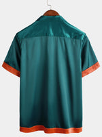 Men's Casual Embroidered Cool Beach Button Up Summer Short Sleeve Shirt