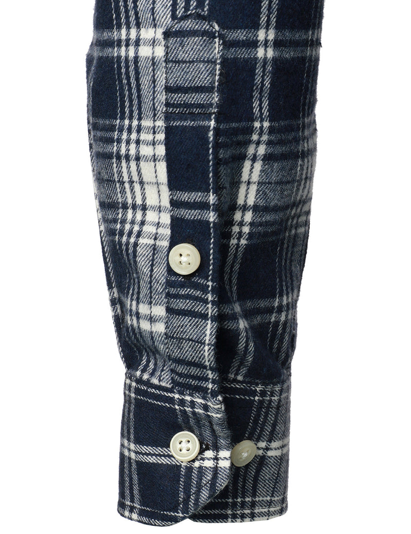 Men's Flannel Double Pocket Checkered Button Up Long Sleeve Casual Plaid Shirt