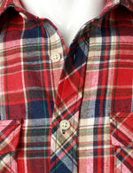Men's Flannel Double Pocket Checkered Button Up Long Sleeve Casual Plaid Shirt