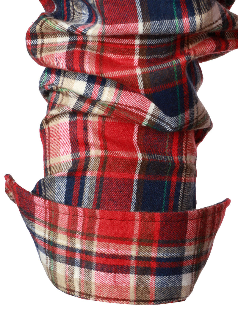 Men's Flannel Double Pocket Checkered Button Up Long Sleeve Casual Plaid Shirt
