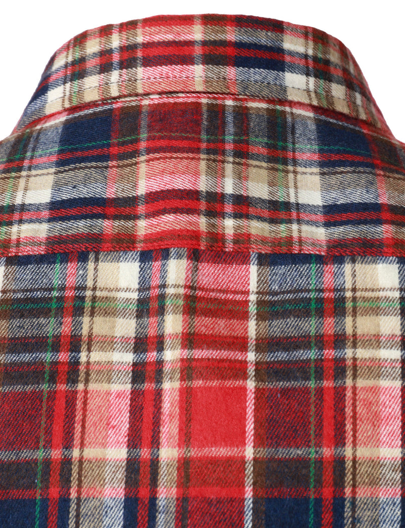 Men's Flannel Double Pocket Checkered Button Up Long Sleeve Casual Plaid Shirt