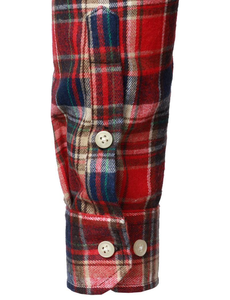 Men's Flannel Double Pocket Checkered Button Up Long Sleeve Casual Plaid Shirt