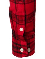 Men's Plaid Double Pocket Button Up Checkered Lapel Long Sleeve Fall Winter Shirt