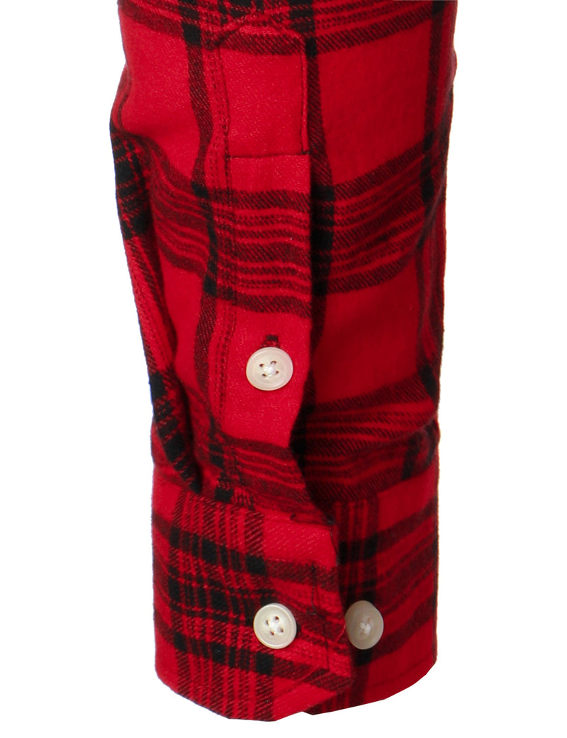 Men's Plaid Double Pocket Button Up Checkered Lapel Long Sleeve Fall Winter Shirt