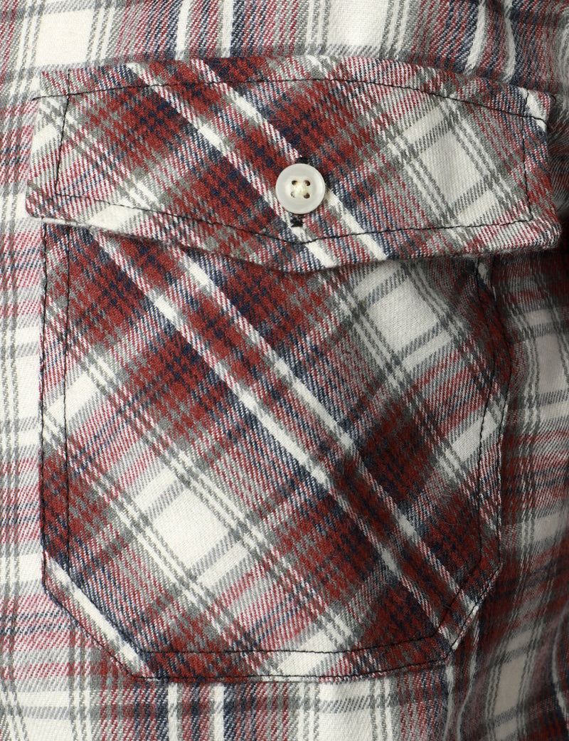 Men's Flannel Double Pocket Checkered Button Up Long Sleeve Casual Plaid Shirt