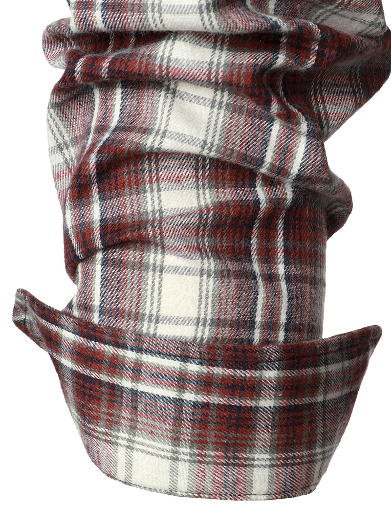Men's Flannel Double Pocket Checkered Button Up Long Sleeve Casual Plaid Shirt