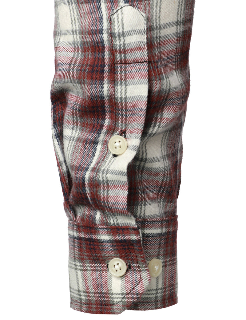 Men's Flannel Double Pocket Checkered Button Up Long Sleeve Casual Plaid Shirt