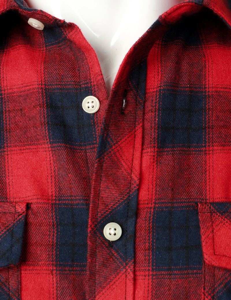 Men's Casual Plaid Double Pocket Flannel Checkered Button Up Long Sleeve Shirt