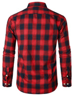 Men's Casual Plaid Double Pocket Flannel Checkered Button Up Long Sleeve Shirt