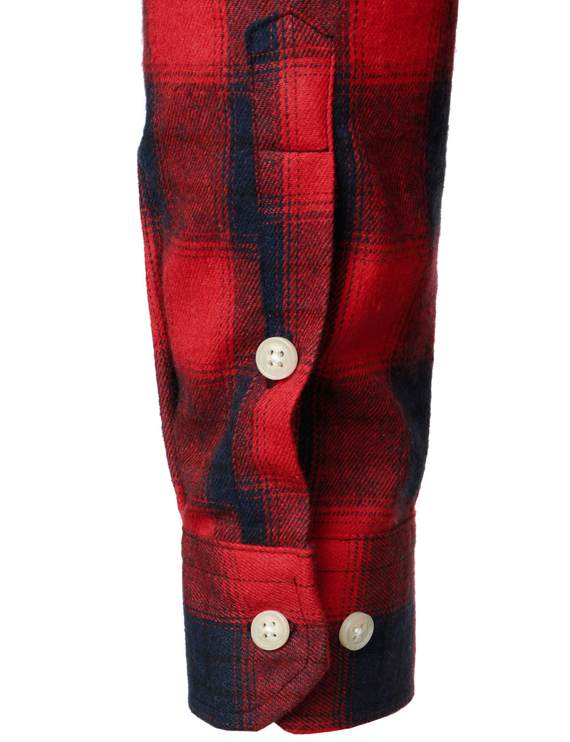 Men's Casual Plaid Double Pocket Flannel Checkered Button Up Long Sleeve Shirt