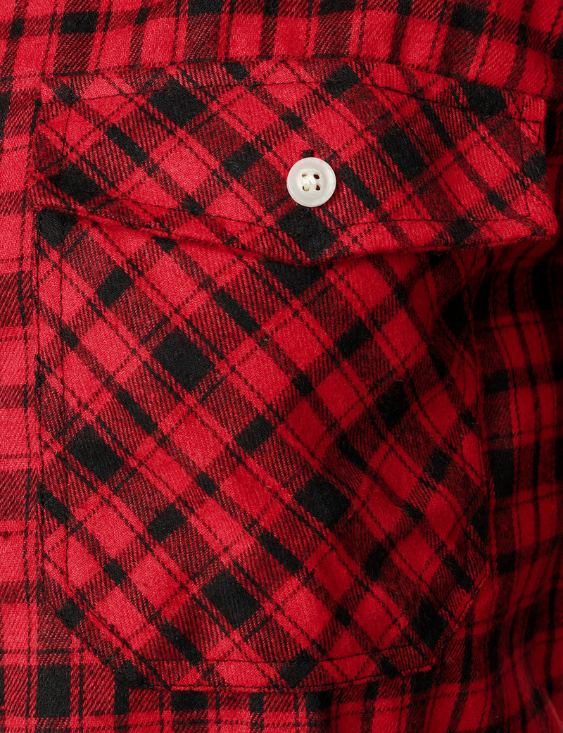 Men's Plaid Double Pocket Button Up Lapel Long Sleeve Flannel Shirt