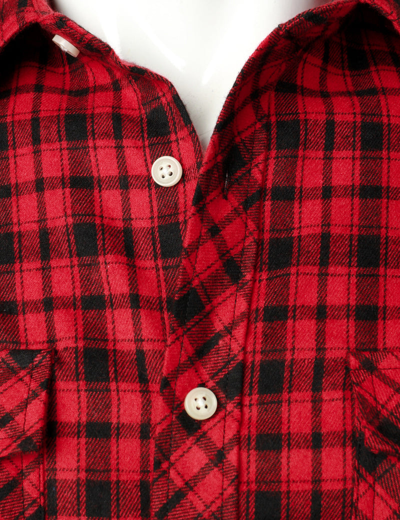 Men's Plaid Double Pocket Button Up Lapel Long Sleeve Flannel Shirt