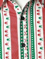 Men's Christmas Print Regular Fit Striped Xmas Holiday Long Sleeve Cotton Dress Shirt