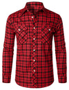 Men's Plaid Double Pocket Button Up Lapel Long Sleeve Flannel Shirt
