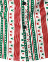 Men's Christmas Print Regular Fit Striped Xmas Holiday Long Sleeve Cotton Dress Shirt