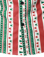Men's Christmas Print Regular Fit Striped Xmas Holiday Long Sleeve Cotton Dress Shirt