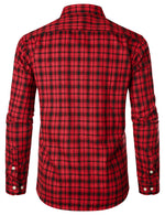Men's Plaid Double Pocket Button Up Lapel Long Sleeve Flannel Shirt